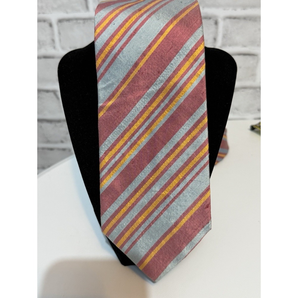 Vintage Biella G. Vatta Collezioni 100% Silk Neck Tie Striped Made In Italy